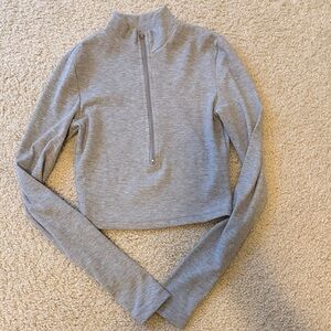 Grey Cropped Athletic Top